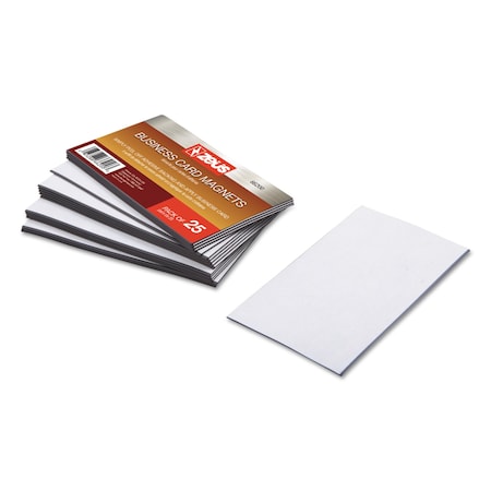 Zeus Business Card Magnets, 2 x 3.5, White, Adhesive Coated, PK25 BAU66200